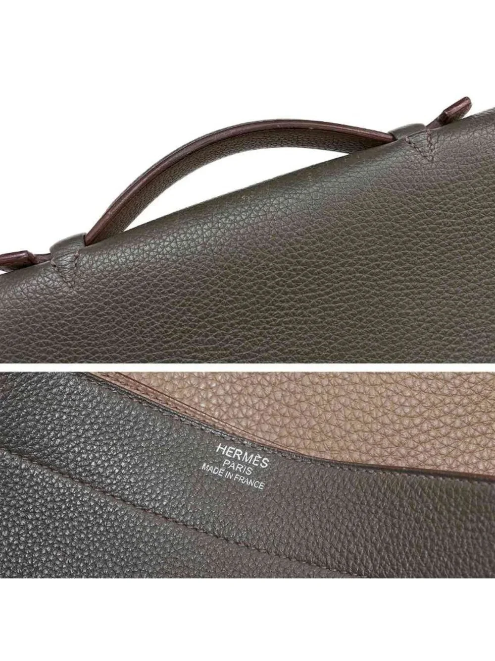 Hermes Sac a Depeche 41 Briefcase Business Togo Vert Grease Etoupe
